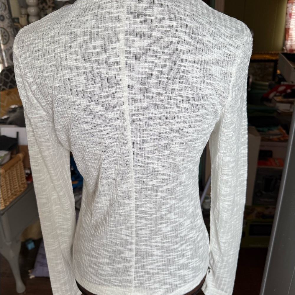 White Ribbed Long Sleeve Top - Picture 2 of 9